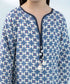 Kids East Girls Ice Blue Printed Raw Silk Suit